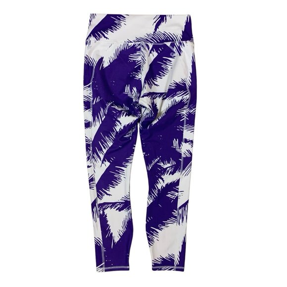 Fabletics PureLuxe High Rise Palm Print 7/8 Leggings Purple Athleisure Large - Picture 2 of 4